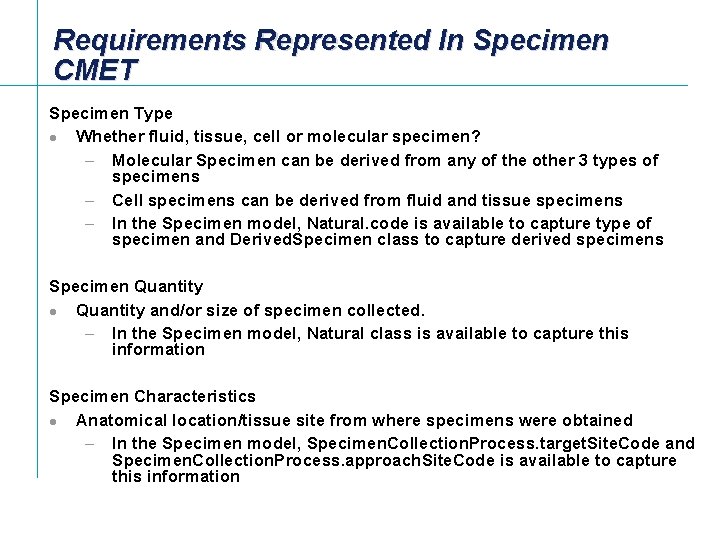 Specimen Model Project Requirements from Clinical Genomics October