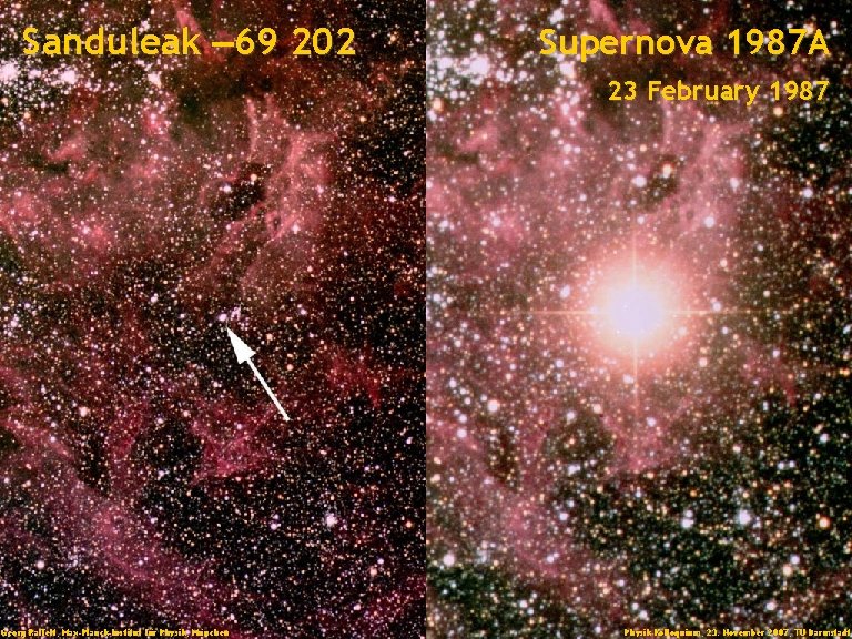 Sanduleak -69 202 Supernova 1987 A 23 February 1987 Tarantula Nebula Large Magellanic Cloud