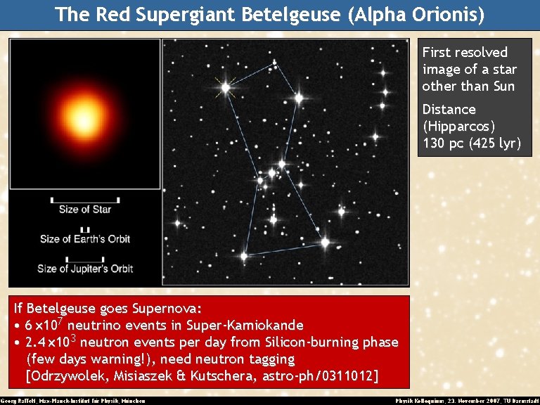 The Red Supergiant Betelgeuse (Alpha Orionis) First resolved image of a star other than