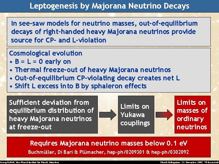 Leptogenesis by Majorana Neutrino Decays In see-saw models for neutrino masses, out-of-equilibrium decays of