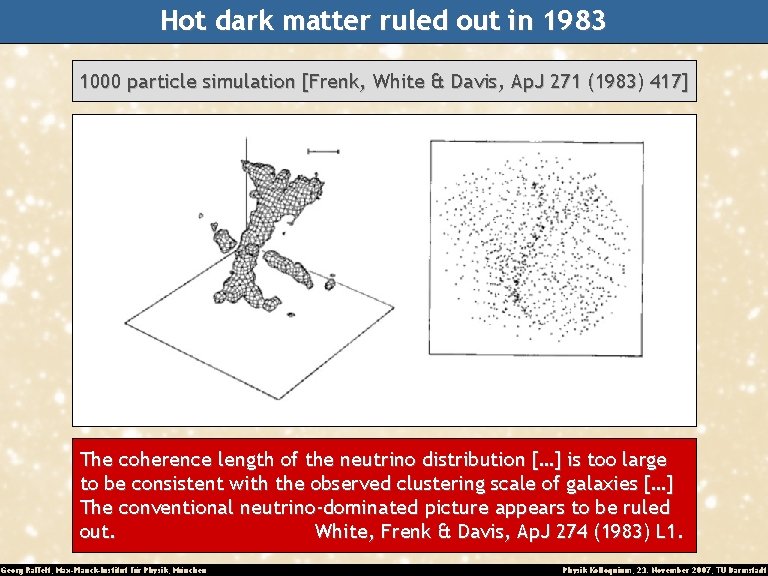 Hot dark matter ruled out in 1983 1000 particle simulation [Frenk, White & Davis,