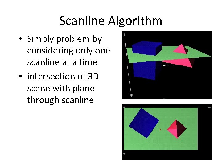 Scanline Algorithm • Simply problem by considering only one scanline at a time •