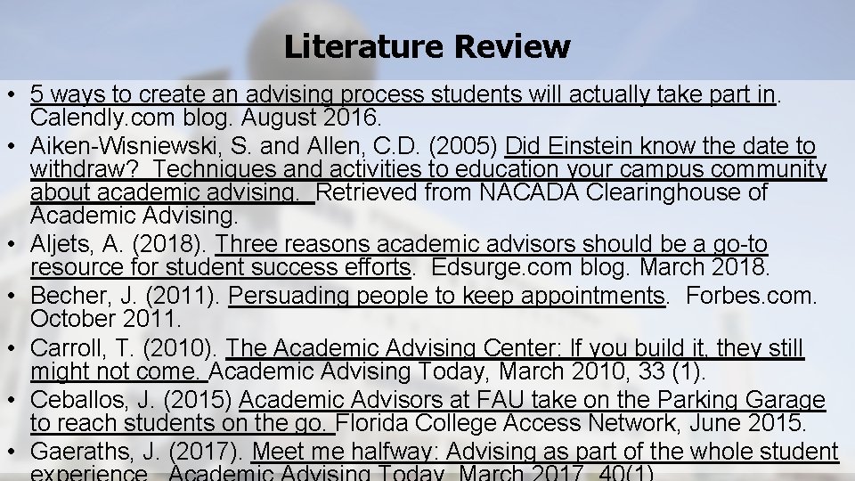 Literature Review • 5 ways to create an advising process students will actually take