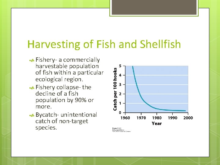 Harvesting of Fish and Shellfish Fishery- a commercially harvestable population of fish within a