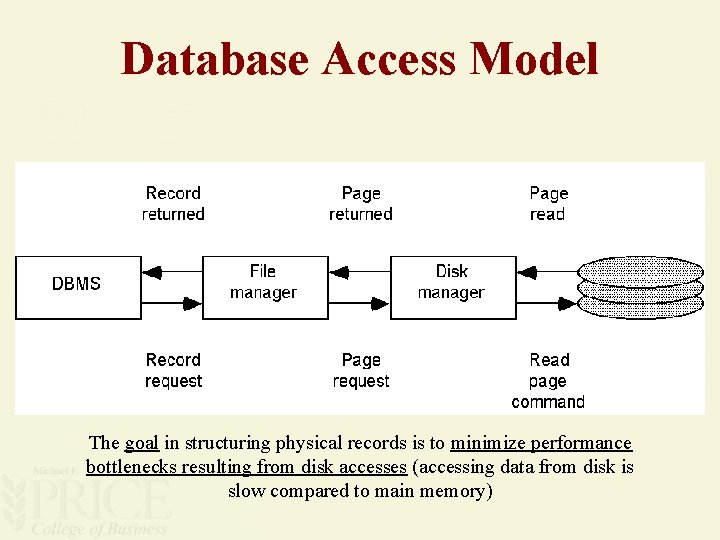 Database Access Model The goal in structuring physical records is to minimize performance bottlenecks