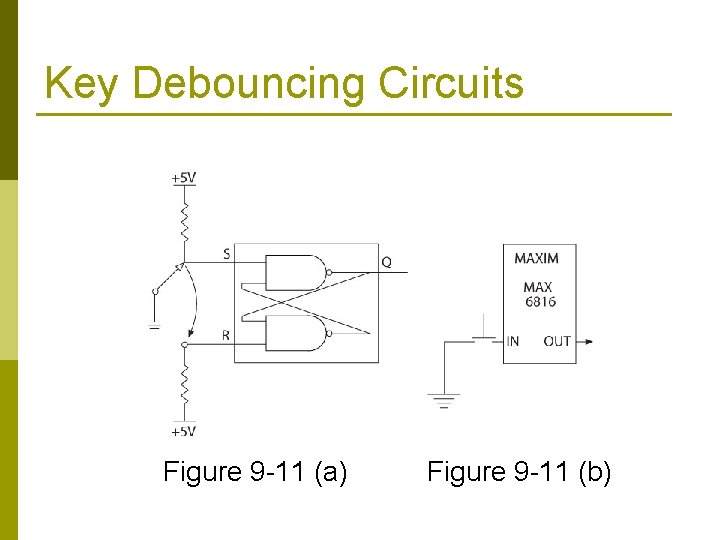 Key Debouncing Circuits Figure 9 -11 (a) Figure 9 -11 (b) 