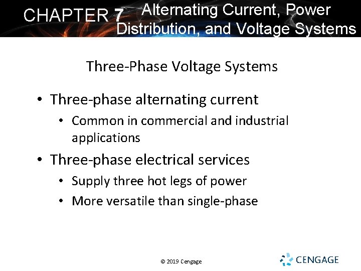 CHAPTER 7 Alternating Current, Power Distribution, and Voltage Systems Three-Phase Voltage Systems • Three-phase