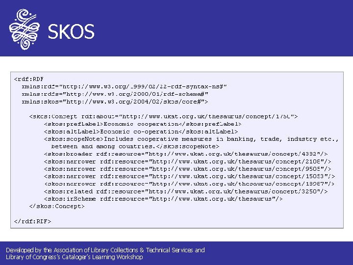 SKOS Developed by the Association of Library Collections & Technical Services and Library of
