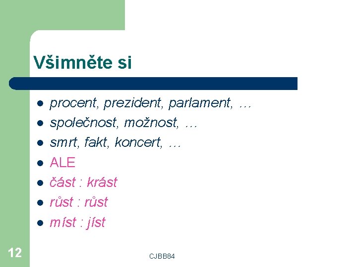 Všimněte si l l l l 12 procent, prezident, parlament, … společnost, možnost, …