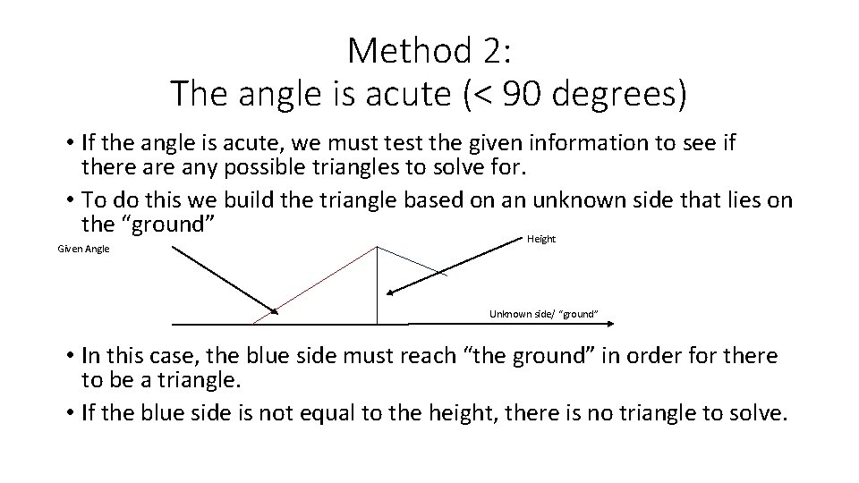 Method 2: The angle is acute (< 90 degrees) • If the angle is