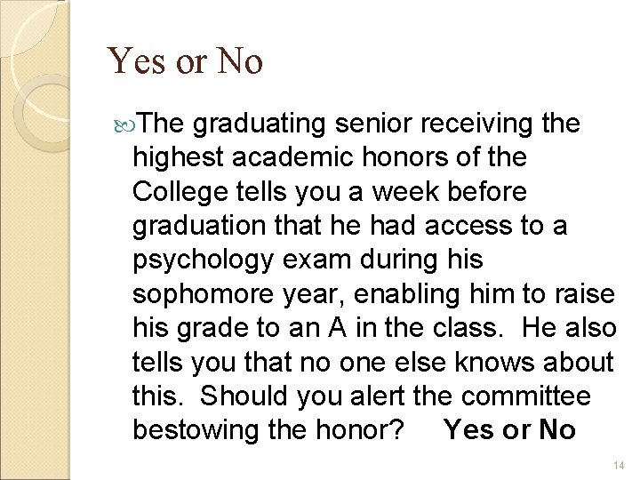 Yes or No The graduating senior receiving the highest academic honors of the College