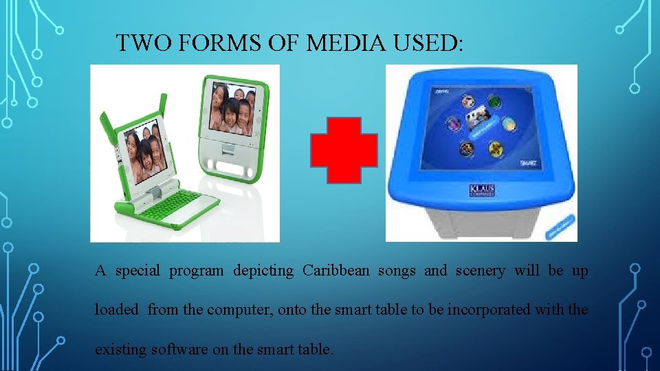 TWO FORMS OF MEDIA USED: A special program depicting Caribbean songs and scenery will