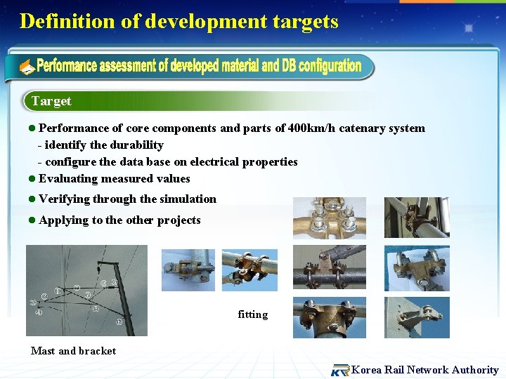Definition of development targets Target l Performance of core components and parts of 400