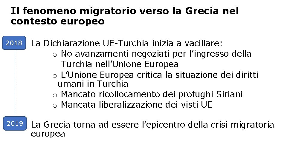 Il fenomeno migratorio verso la Grecia nel contesto europeo 2018 La Dichiarazione UE-Turchia inizia