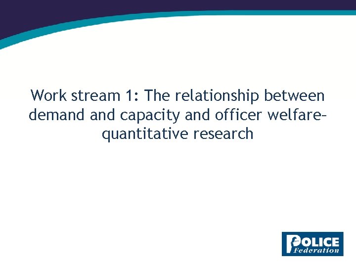 Work stream 1: The relationship between demand capacity and officer welfare– quantitative research 