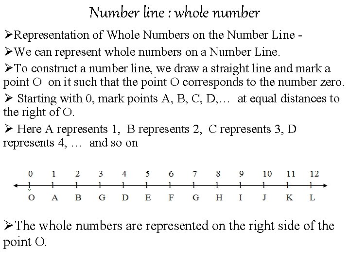 Number line : whole number ØRepresentation of Whole Numbers on the Number Line ØWe