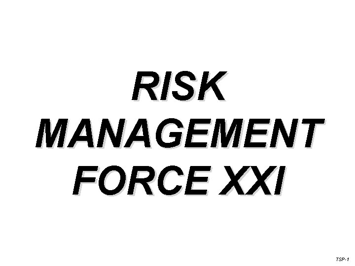 RISK MANAGEMENT FORCE XXI TSP-1 