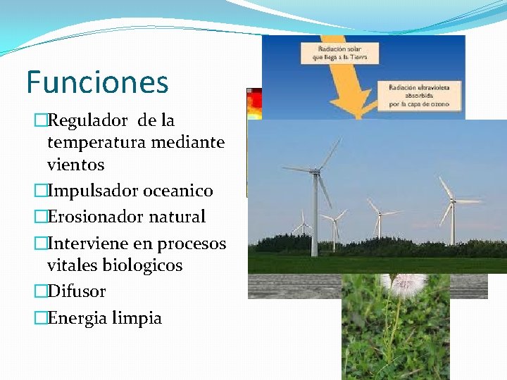 Funciones �Regulador de la temperatura mediante vientos �Impulsador oceanico �Erosionador natural �Interviene en procesos
