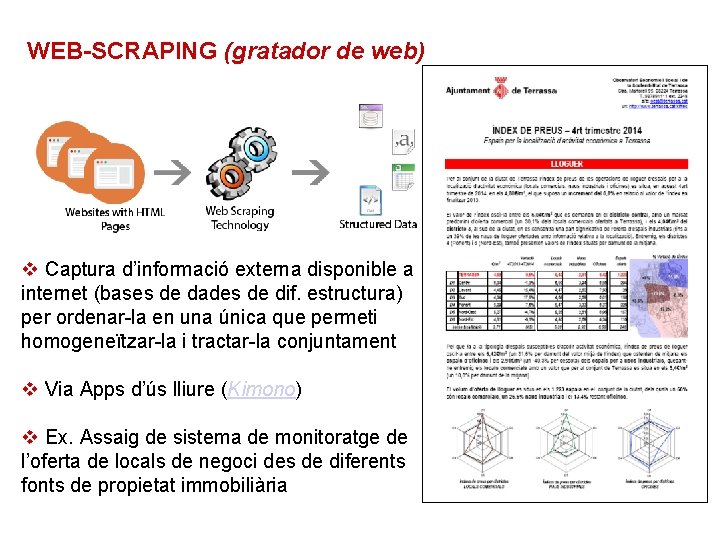 WEB-SCRAPING (gratador de web) v Captura d’informació externa disponible a internet (bases de dades