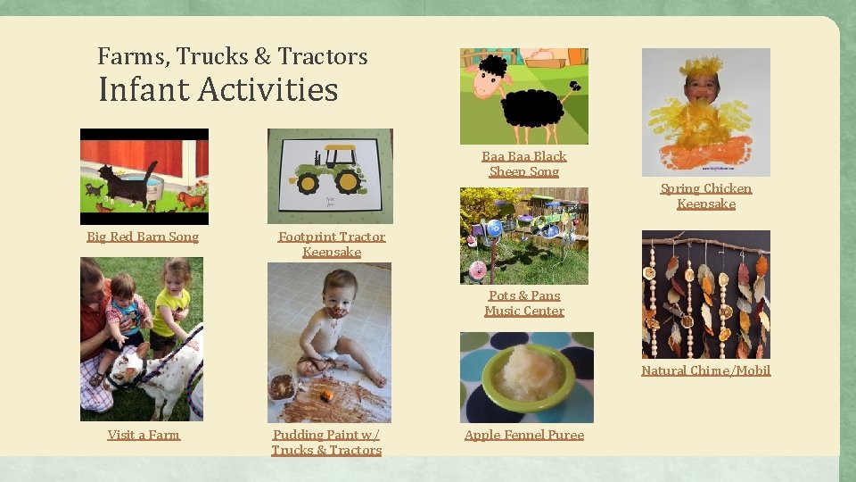 Farms, Trucks & Tractors Infant Activities Baa Black Sheep Song Big Red Barn Song