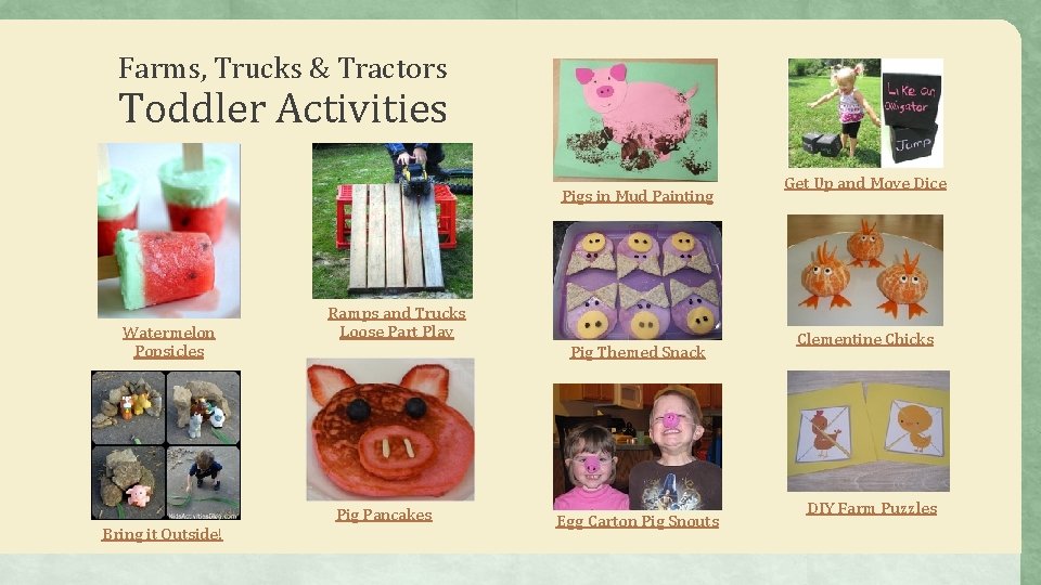 Farms, Trucks & Tractors Toddler Activities Pigs in Mud Painting Watermelon Popsicles Bring it