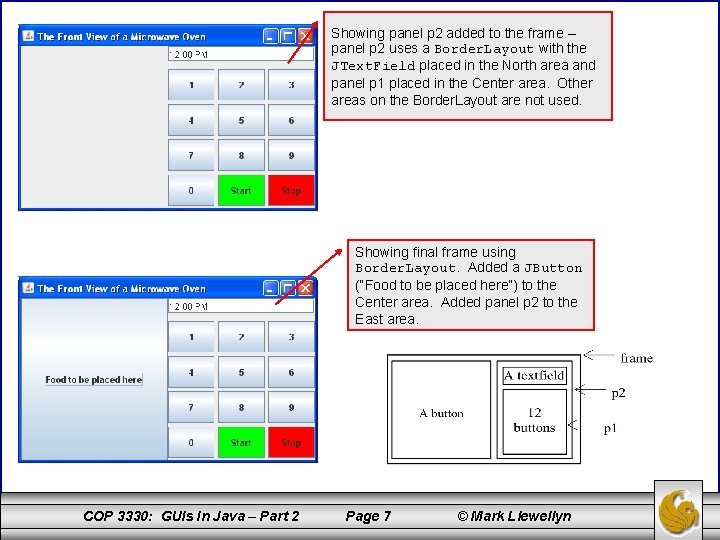 Showing panel p 2 added to the frame – panel p 2 uses a