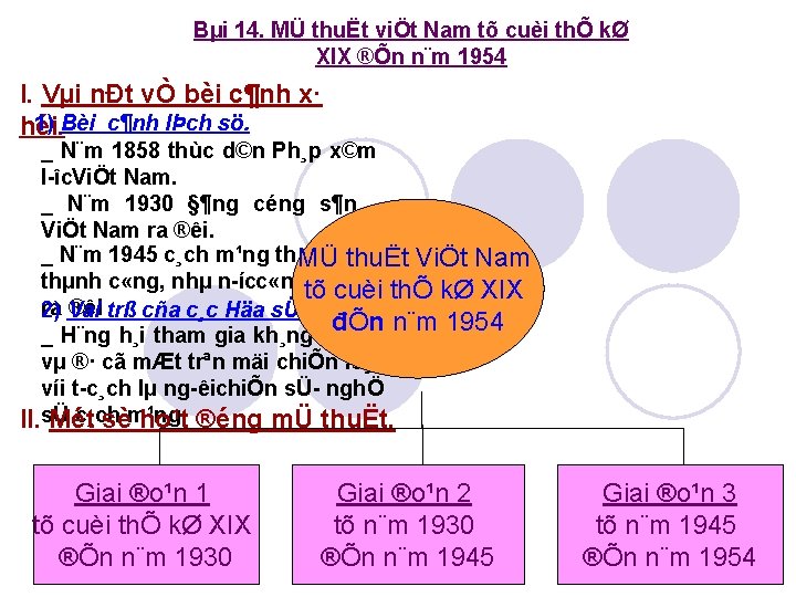 Bµi 14. MÜ thuËt viÖt Nam tõ cuèi thÕ kØ XIX ®Õn n¨m 1954
