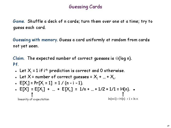 Guessing Cards Game. Shuffle a deck of n cards; turn them over one at