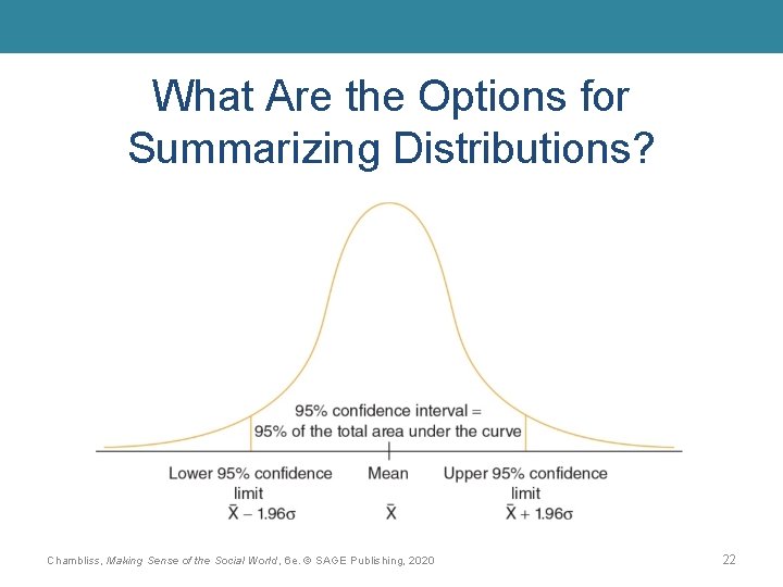 What Are the Options for Summarizing Distributions? Chambliss, Making Sense of the Social World,