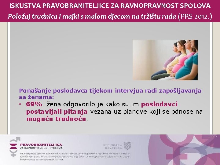 ISKUSTVA PRAVOBRANITELJICE ZA RAVNOPRAVNOST SPOLOVA Položaj trudnica i majki s malom djecom na tržištu