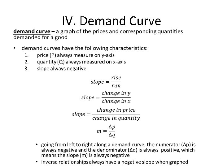 IV. Demand Curve • 