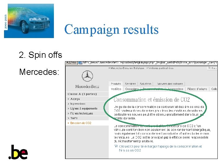 Campaign results 2. Spin offs Mercedes: 