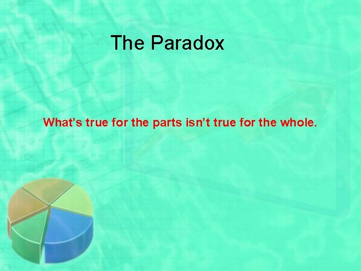 The Paradox What’s true for the parts isn’t true for the whole. 