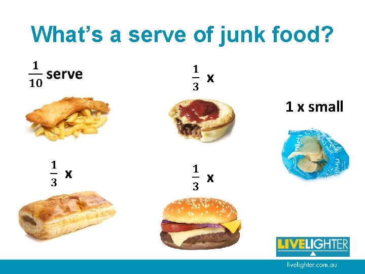 What’s a serve of junk food? 1 x small 