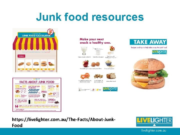 Junk food resources https: //livelighter. com. au/The-Facts/About-Junk. Food 