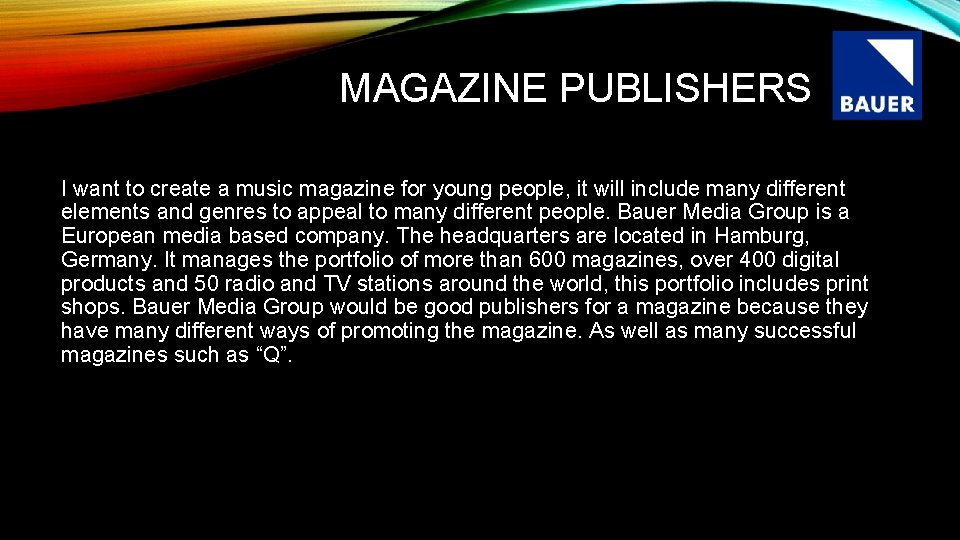 MAGAZINE PUBLISHERS I want to create a music magazine for young people, it will