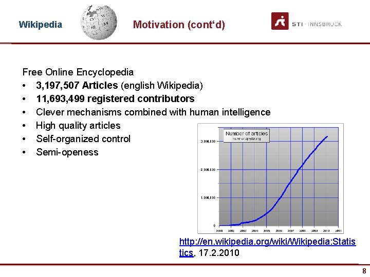 Wikipedia Motivation (cont‘d) Free Online Encyclopedia • 3, 197, 507 Articles (english Wikipedia) •