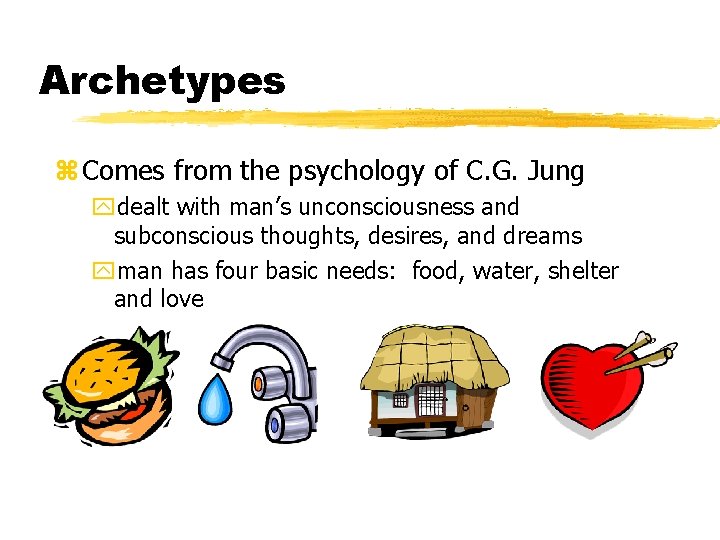 Archetypes z Comes from the psychology of C. G. Jung ydealt with man’s unconsciousness