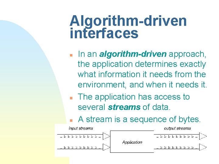 Algorithm-driven interfaces n n n In an algorithm-driven approach, the application determines exactly what Algorithm-driven interfaces n n n In an algorithm-driven approach, the application determines exactly what