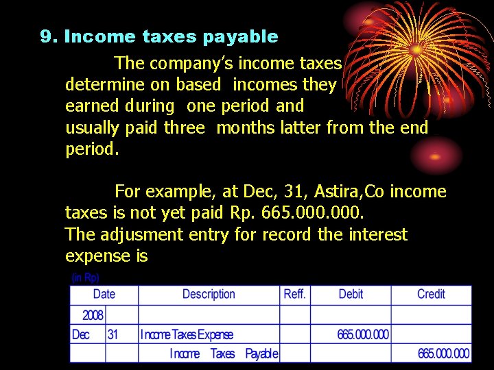 9. Income taxes payable The company’s income taxes determine on based incomes they earned