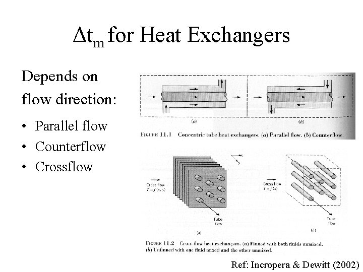 Δtm for Heat Exchangers Depends on flow direction: • Parallel flow • Counterflow •