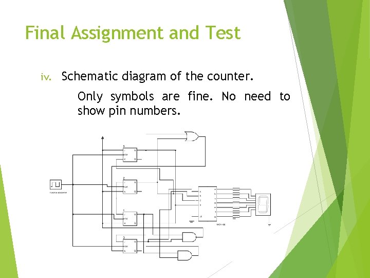 Final Assignment and Test iv. Schematic diagram of the counter. Only symbols are fine.