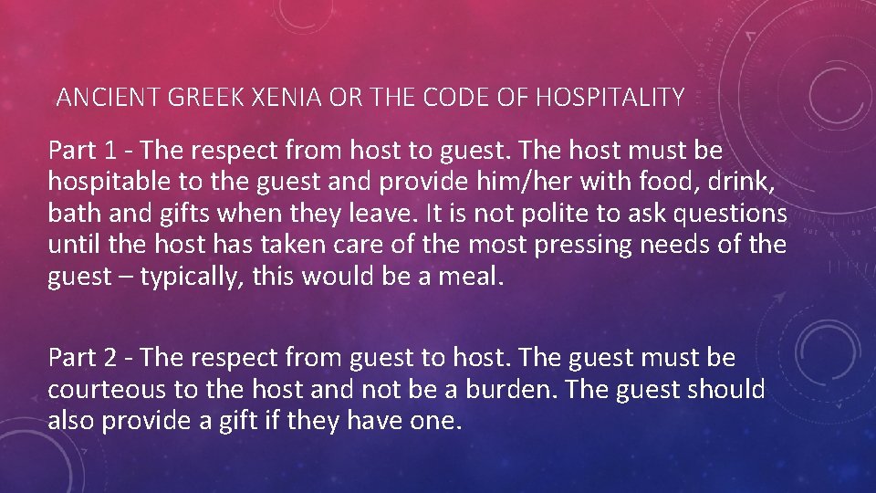 ANCIENT GREEK XENIA OR THE CODE OF HOSPITALITY Part 1 - The respect from