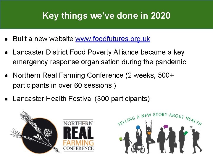 Key things we’ve done in 2020 ● Built a new website www. foodfutures. org.