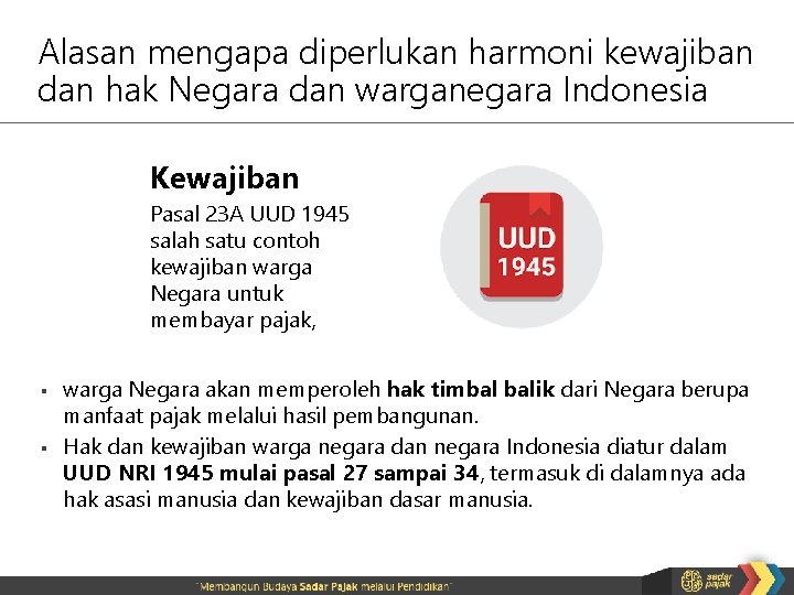 Alasan mengapa diperlukan harmoni kewajiban dan hak Negara dan warganegara Indonesia Kewajiban Pasal 23