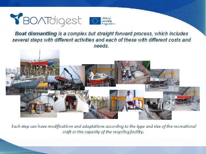 Boat dismantling is a complex but straight forward process, which includes several steps with