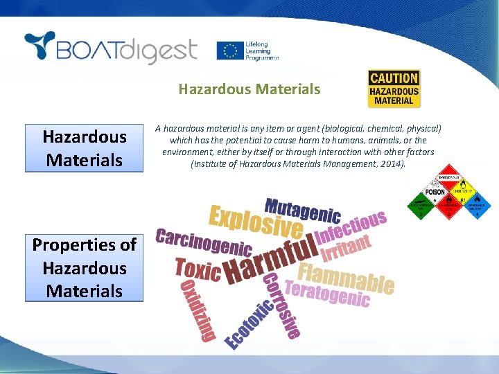 Hazardous Materials Properties of Hazardous Materials A hazardous material is any item or agent