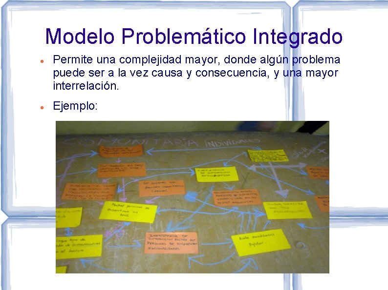 Modelo Problemático Integrado Permite una complejidad mayor, donde algún problema puede ser a la
