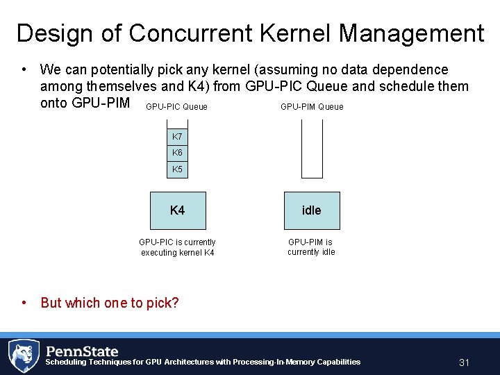 Design of Concurrent Kernel Management • We can potentially pick any kernel (assuming no