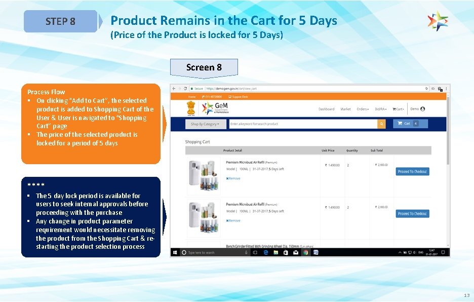 STEP 8 Product Remains in the Cart for 5 Days (Price of the Product